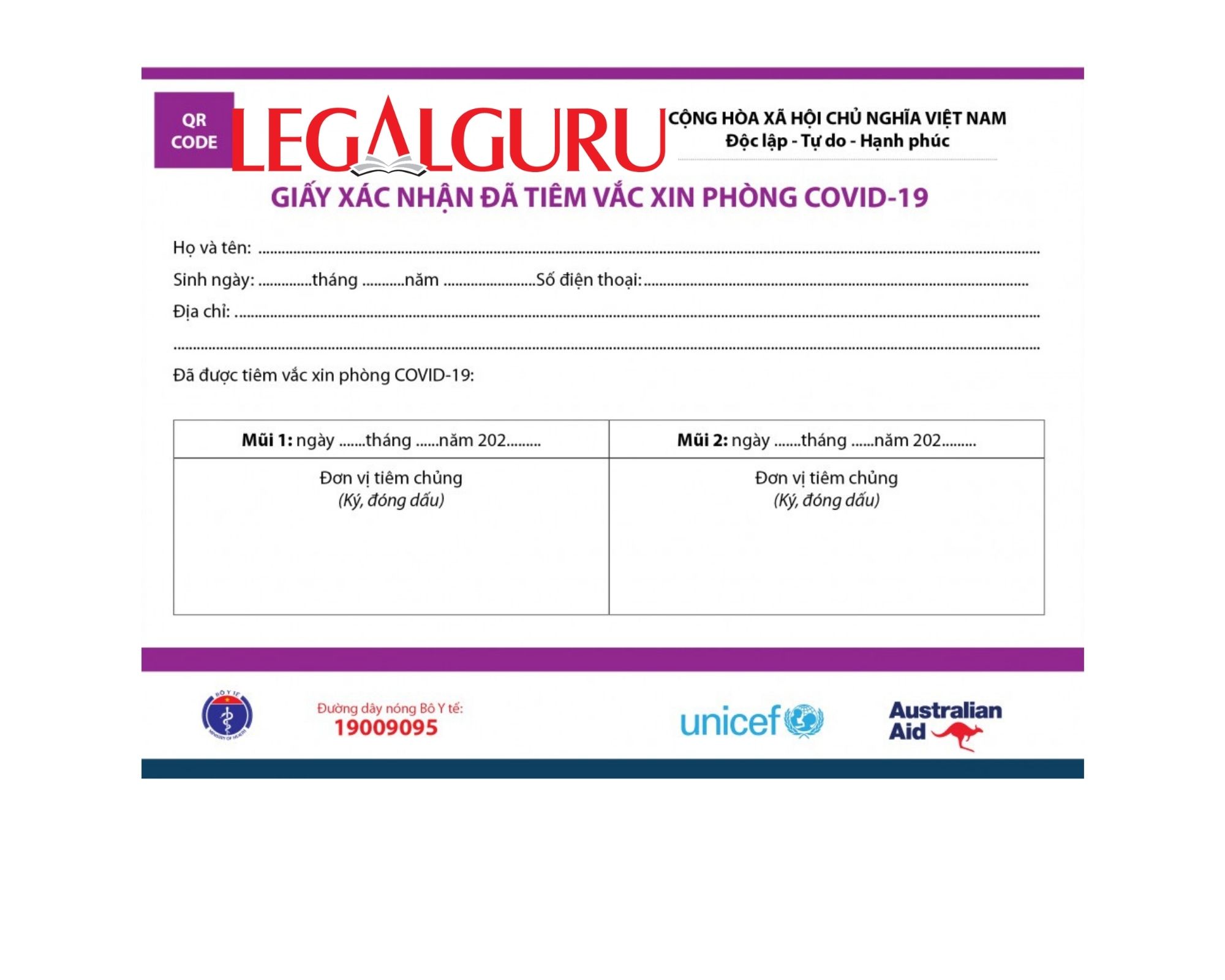 Thời hạn sử dụng Giấy chứng nhận Covid-19